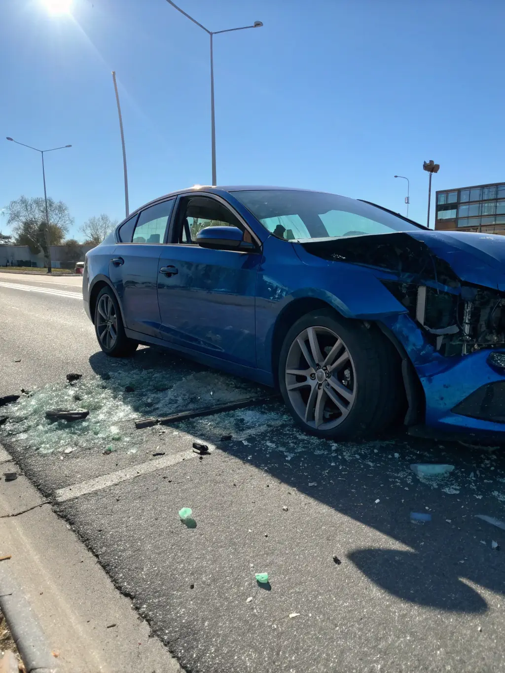 A severely damaged car after a collision, emphasizing the impact and potential injuries. The image is used to represent car accident cases handled by Injury Defense Texas.